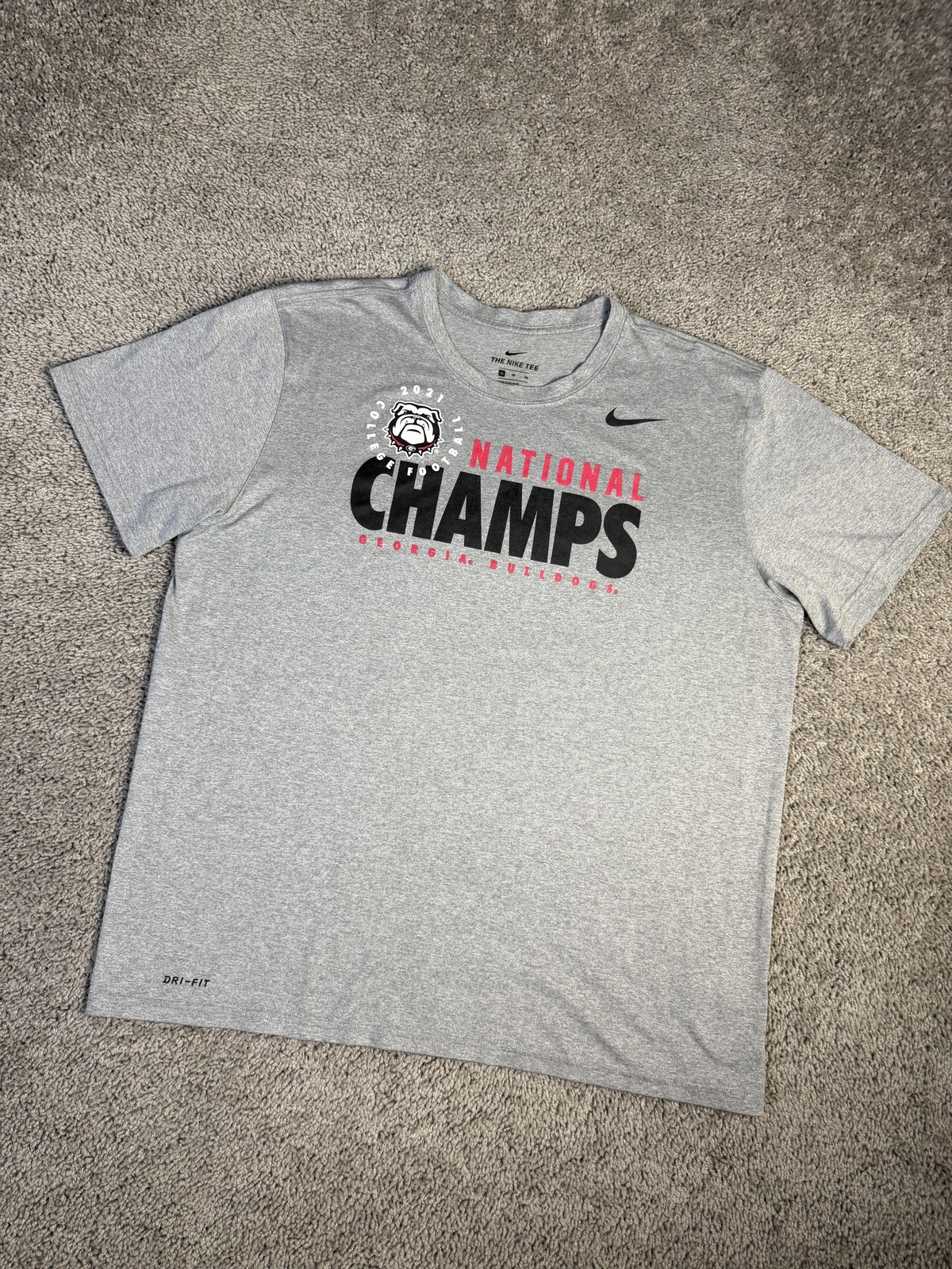 Georgia Bulldogs Shirt Mens XL Gray NCAA Football Nike Dri-Fit 2021 Champs