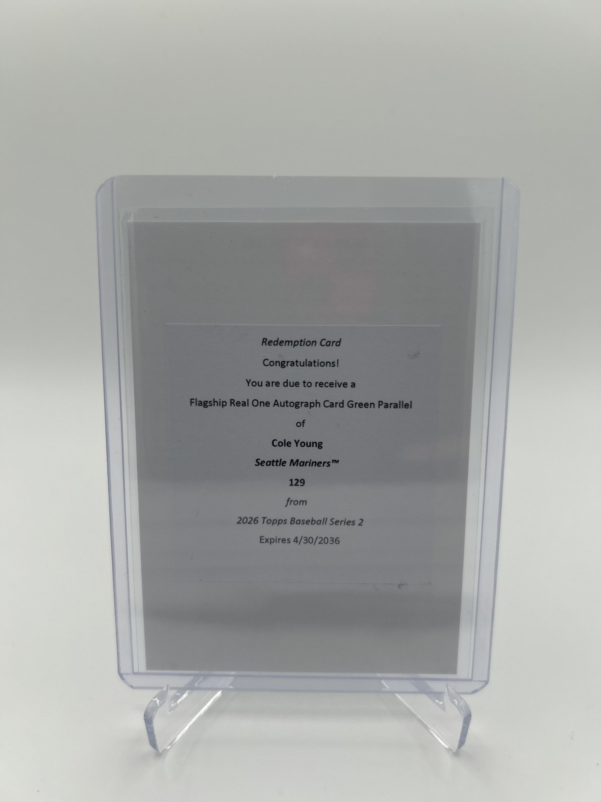 2026 Topps Series 2 Real One Autograph Green Parallel /99 Cole Young Redemption