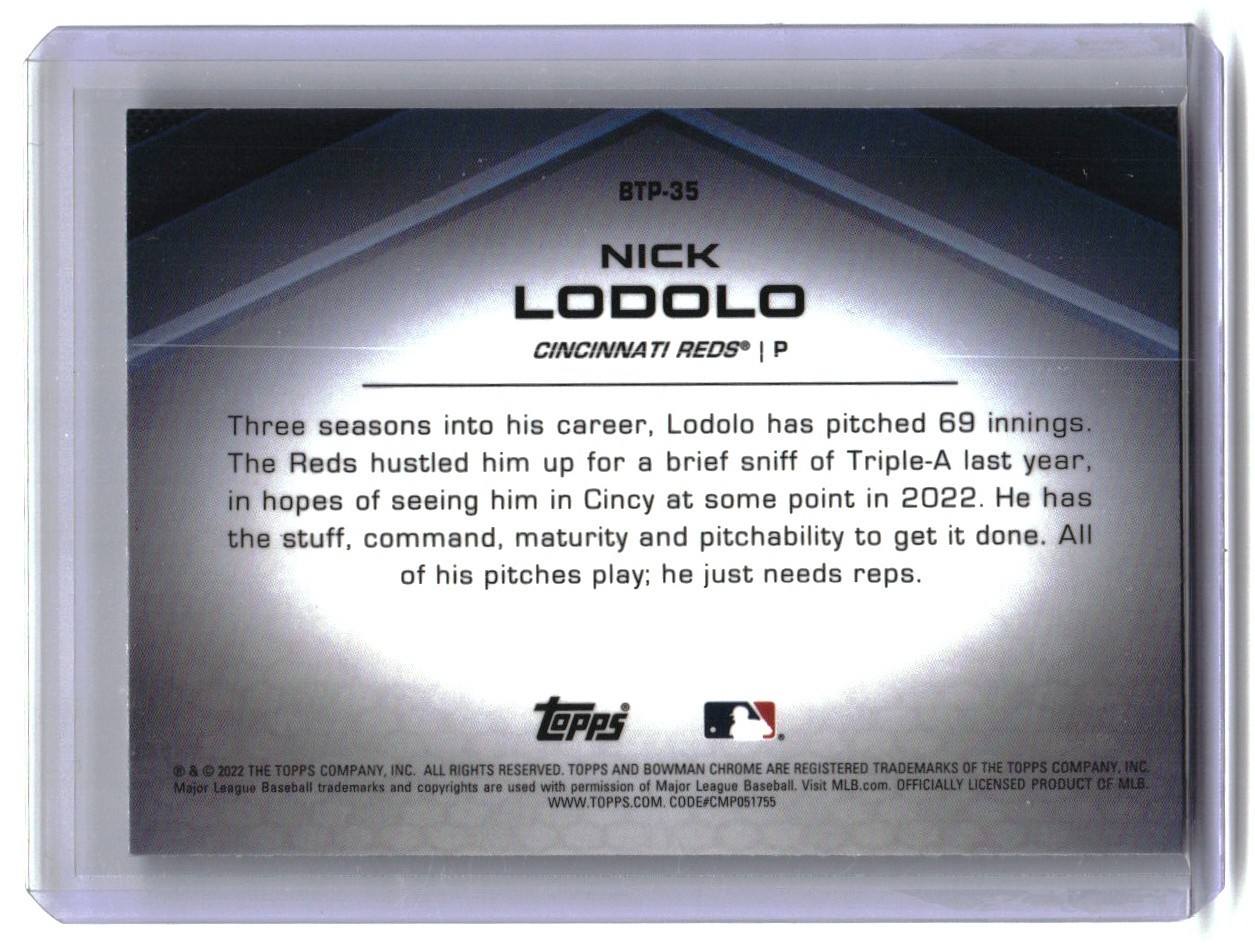 Nick Lodolo 2022 Bowman Chrome Top 100 Prospect Card #BTP-35