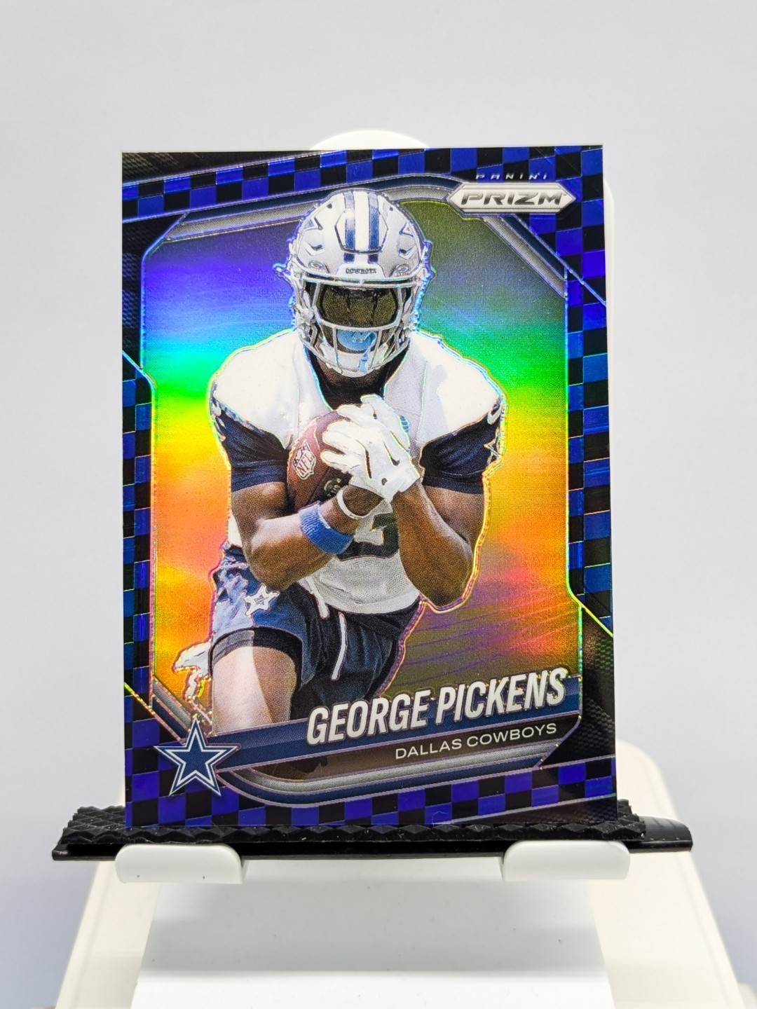 George Pickens 2025 Panini Prizm Blue Black Checkerboard SSP #71 Cowboys