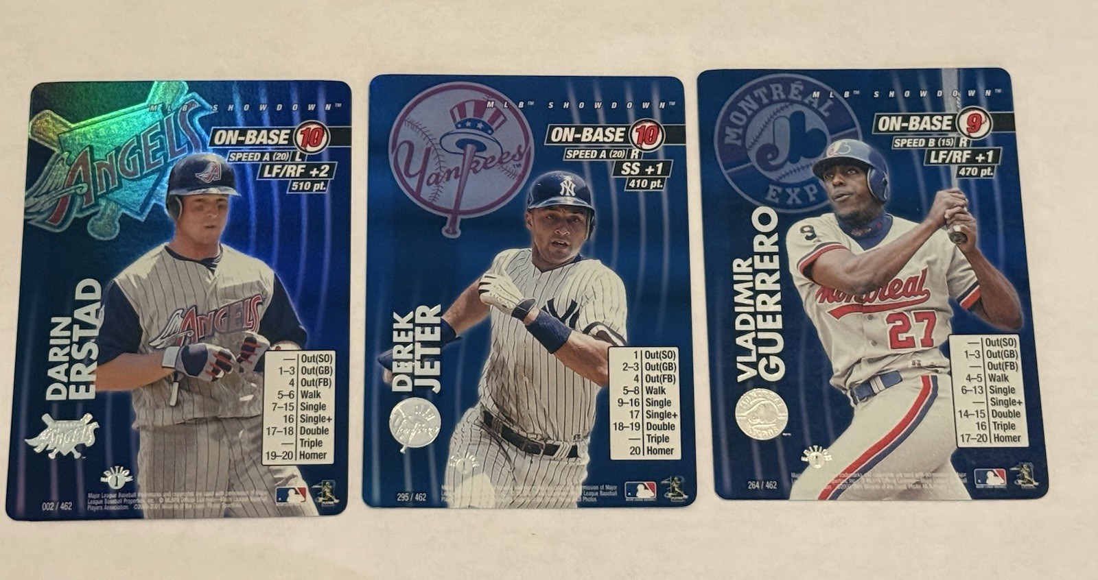 2001 MLB Showdown Card Lot: 1st Edition Derek Jeter, Darin Ernstad Vlad Guerrero