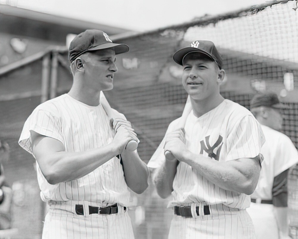 MICKEY MANTLE Roger Maris in Early 60’s 8×10 Glossy Retro New York NY Yankees