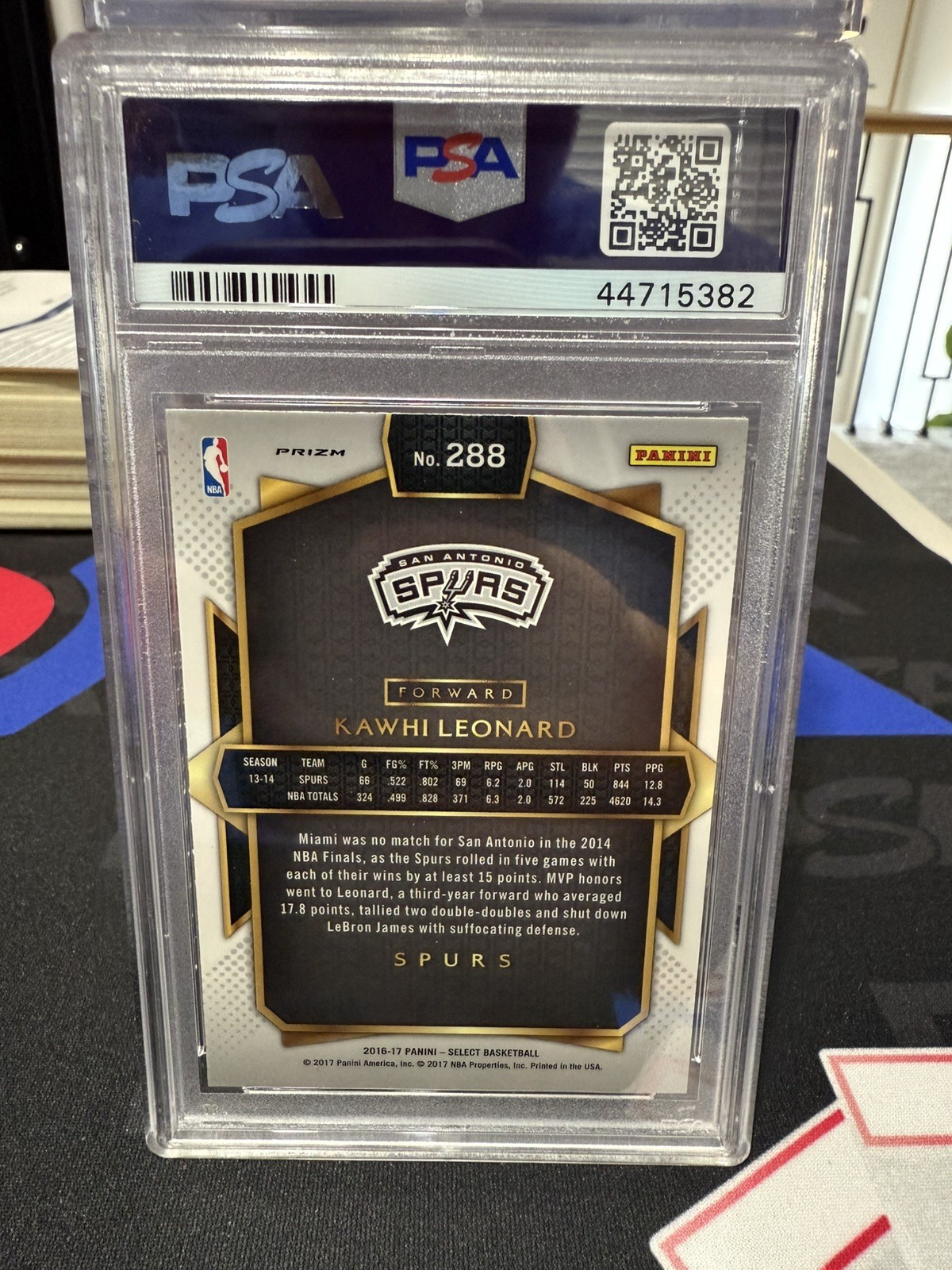 Kawhi Leonard 2016-17 Select Courtside Silver Prizm #288 Finals MVP PSA 10