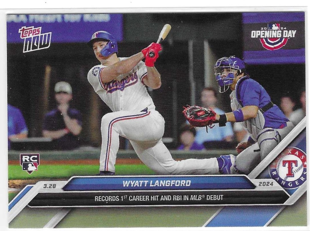 WYATT LANGFORD RC 2024 TOPPS NOW OPENING DAY #12 TEXAS RANGERS
