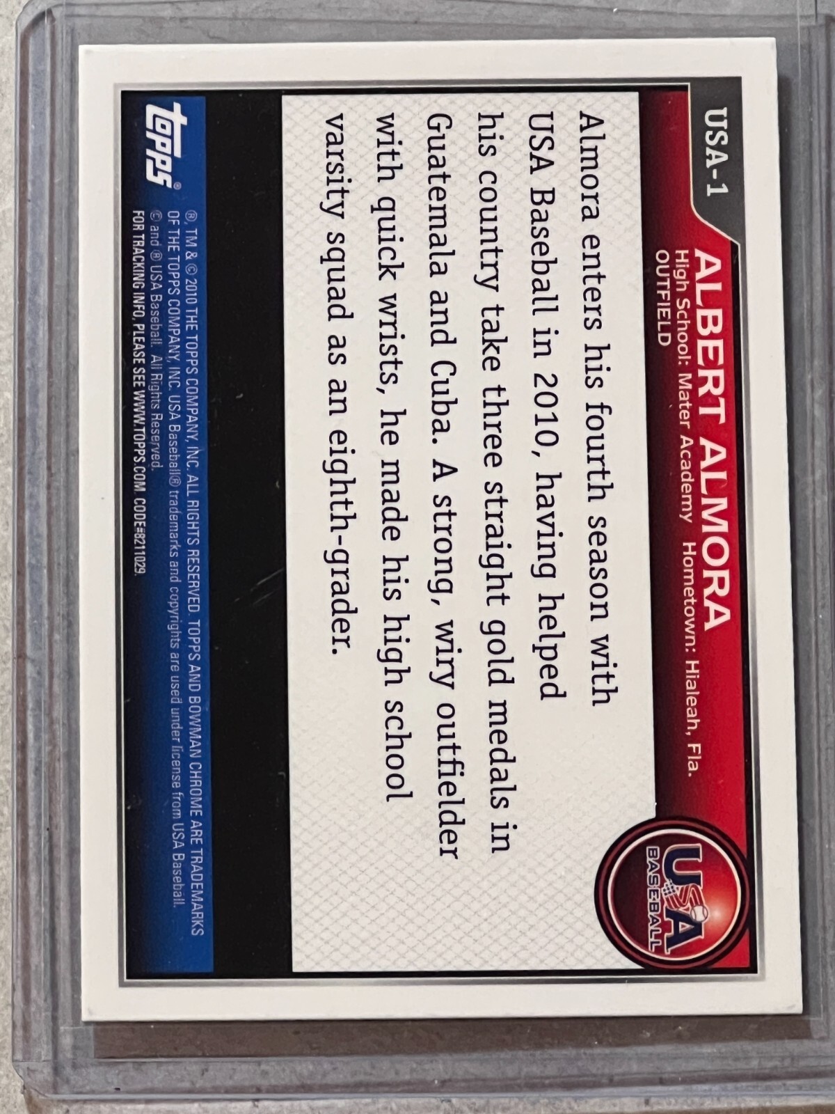 2010 Bowman Chrome Albert Almora USA 1st Rookie RC #USA-1 Chicago Cubs