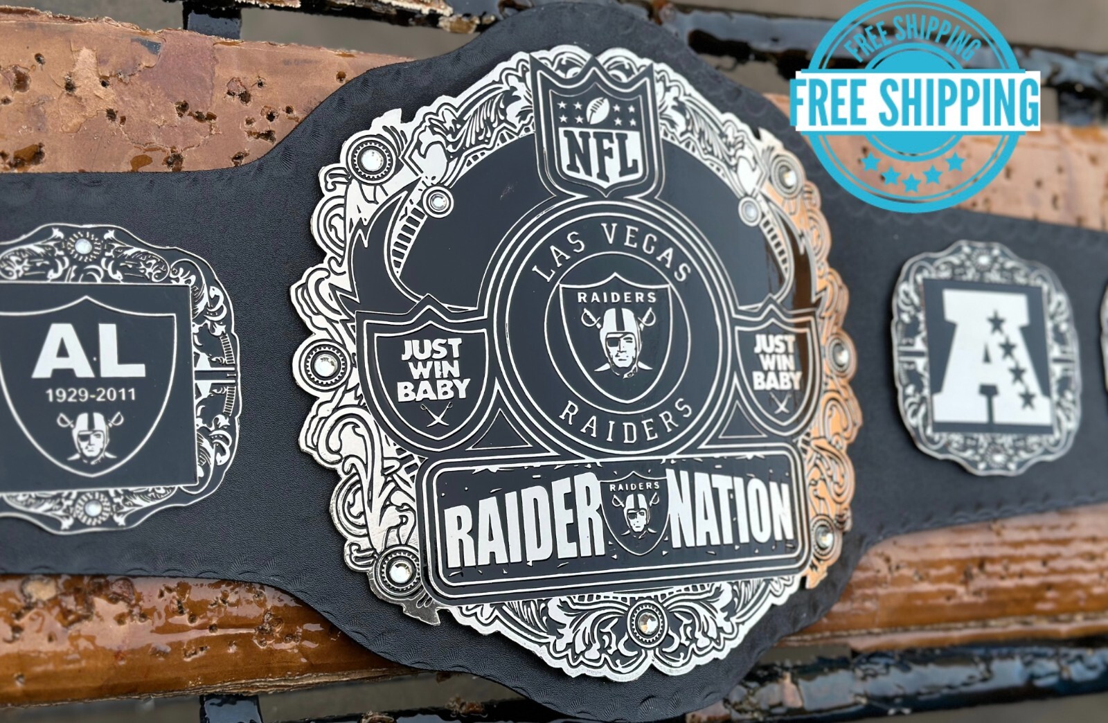 Las Vegas Raiders Super Bowl Football NFL Championship Belt 2mm Brass