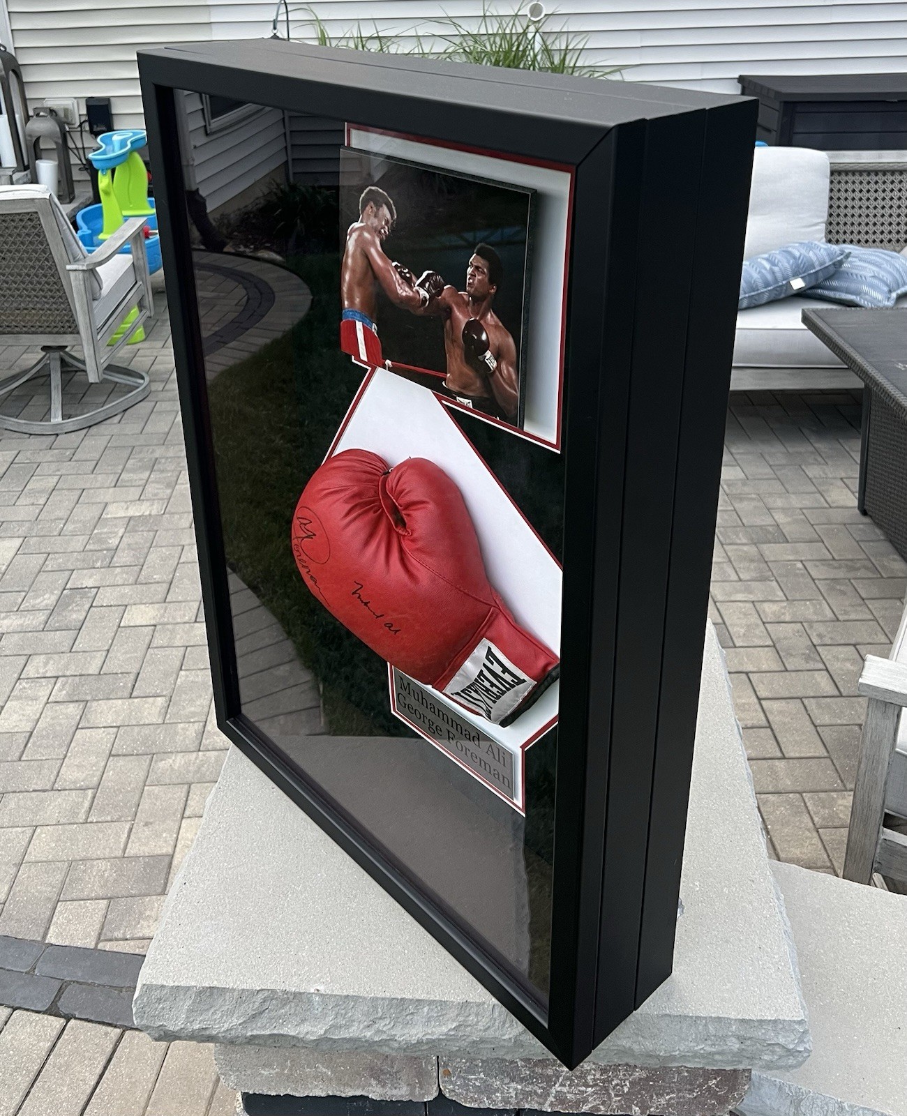 Muhammad Ali & George Foreman Dual-Signed Boxing Glove Box Display w/ COA