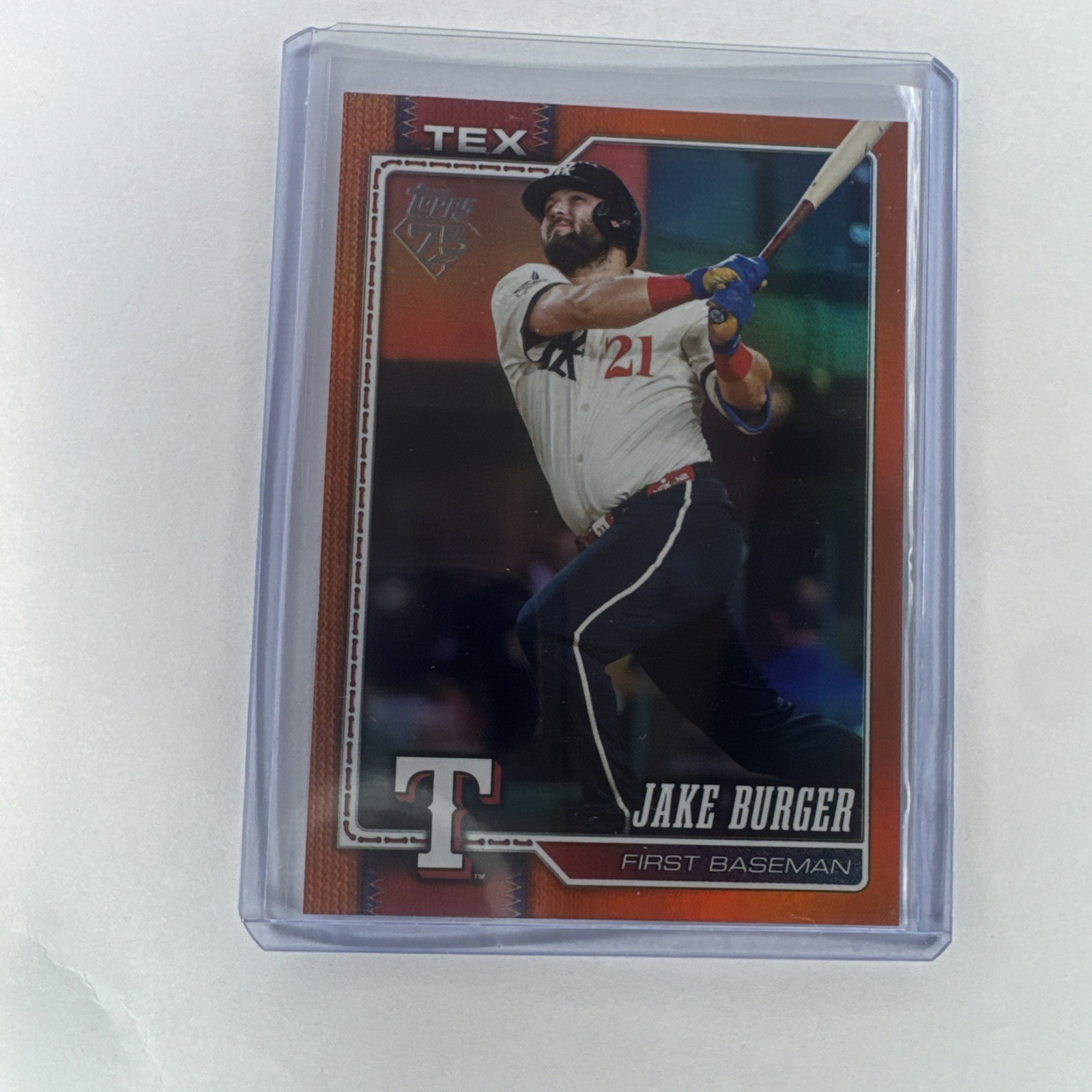 Topps 2026 Series 2 Jake Burger #451 Rangers Orange Foil /25