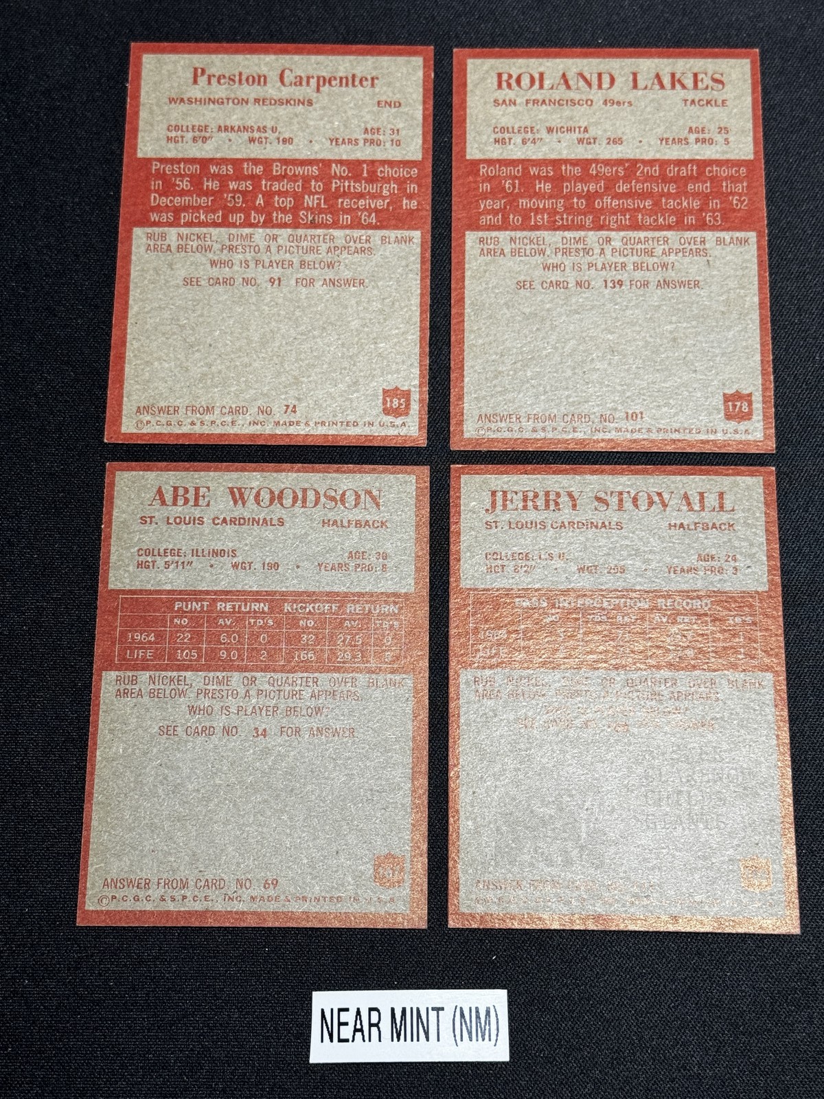 1965 Philadelphia Football Cards 1-198 (P-NM) – You Pick – Complete Your Set