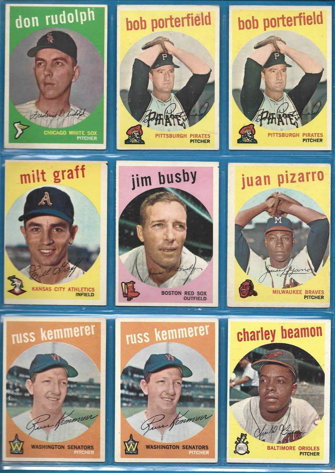 1959 Topps Baseball Common Players- Fill your set -Ex To Exmt – No Creases