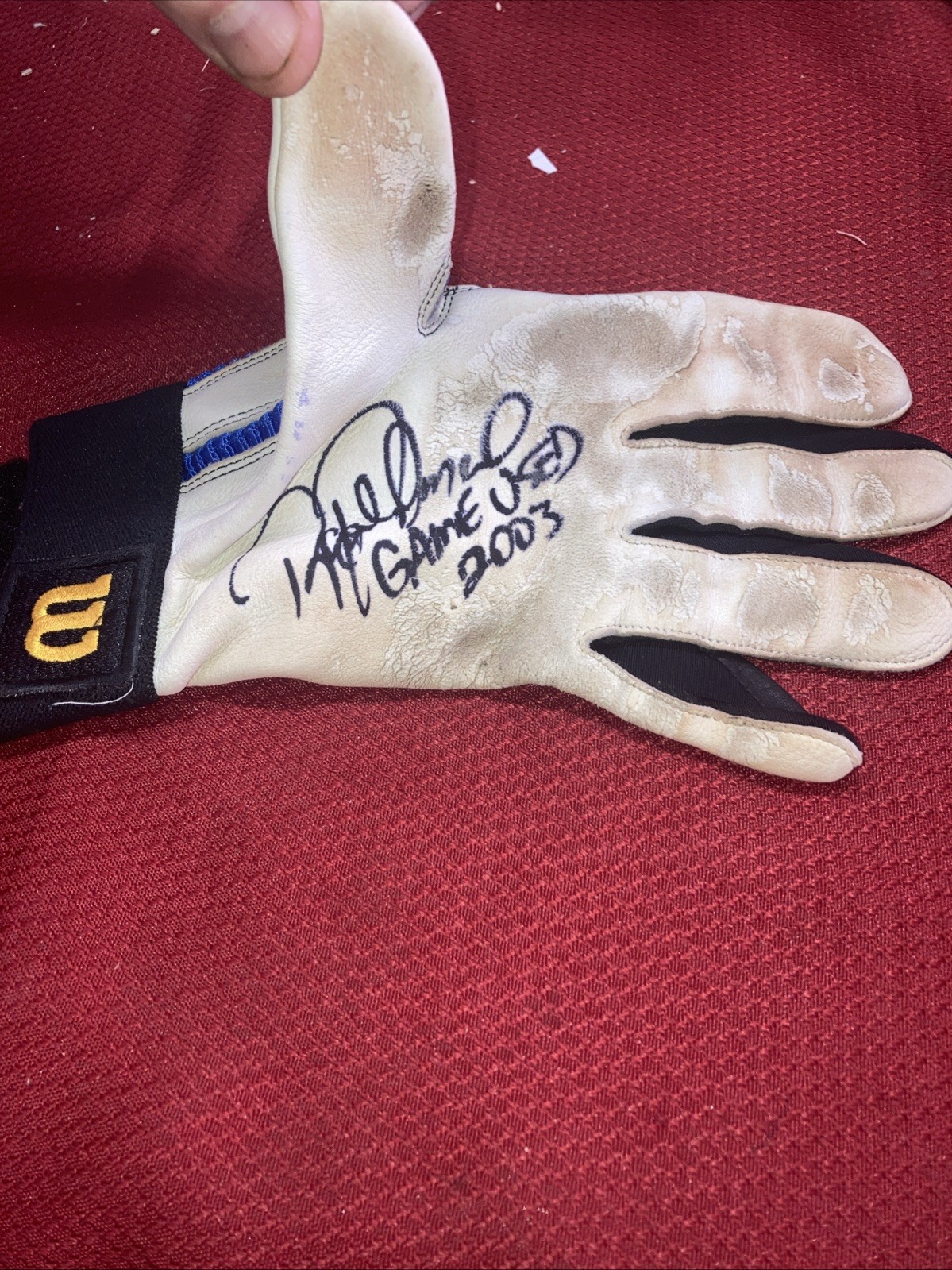 Rafael Palmeiro Signed And Inscribed Game Used Batting Glove