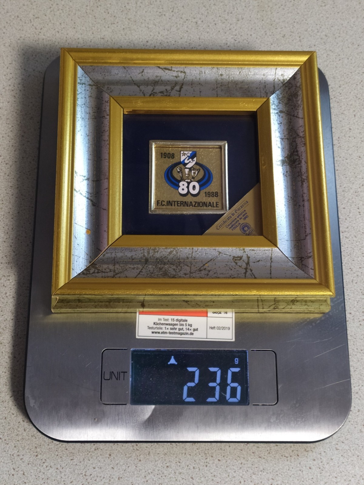 Inter Milan 1988 80th Anniversary Framed Gold Leaf Art COA Carter Italy Vintage