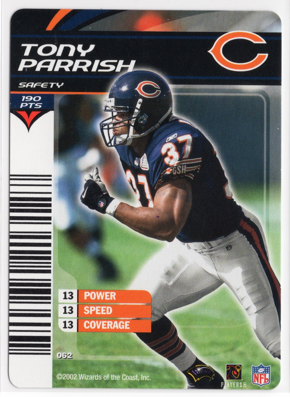 2002 Wizards of the Coast NFL Showdown – #062 Tony Parrish Chicago Bears C1