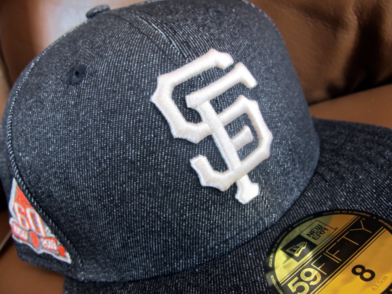 San Francisco Giants Dark Blue Black Denim New Era 59FIFTY Fitted Cap sz 8 hat