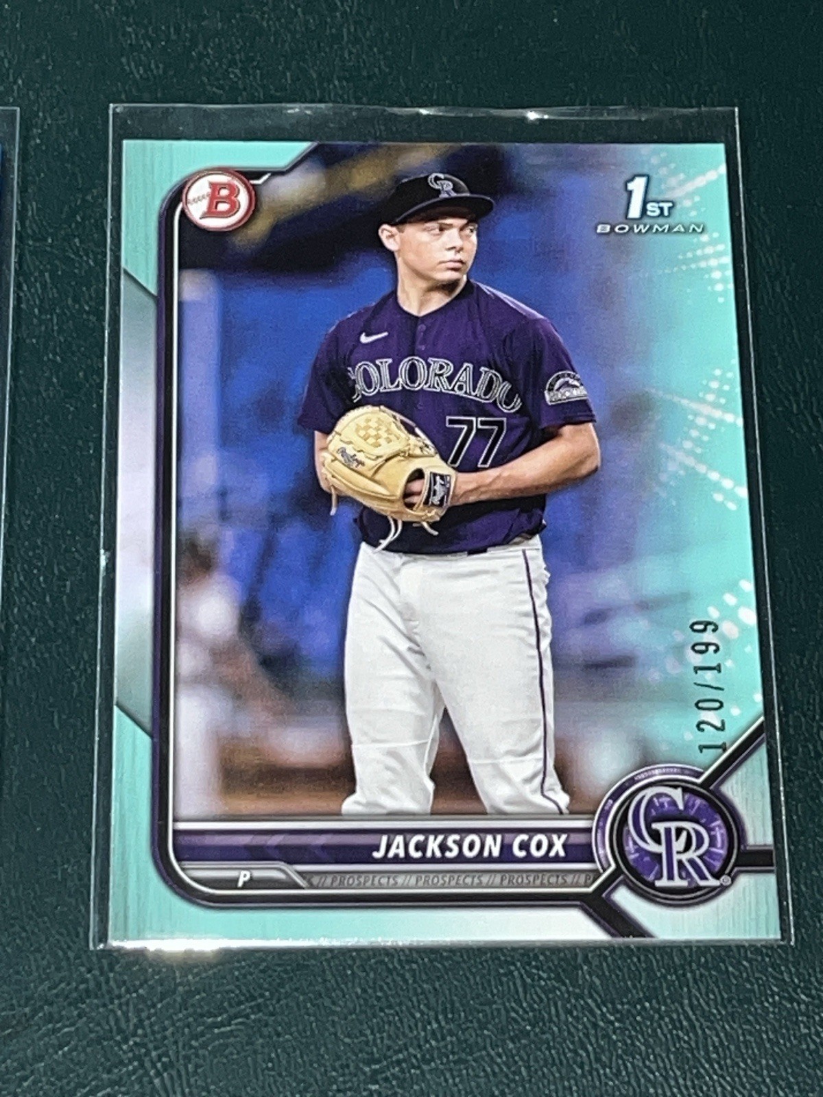 2022 Bowman Draft Jackson Cox AQUA /199