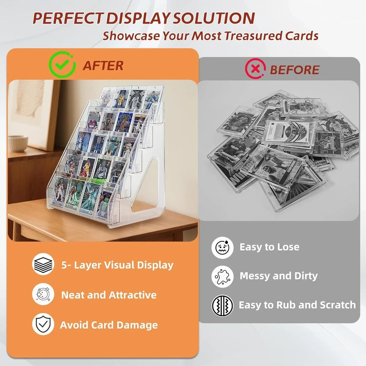 Display Stand for Baseball Basketball Sport ,5Tier Vertical Holder ,Trading Card