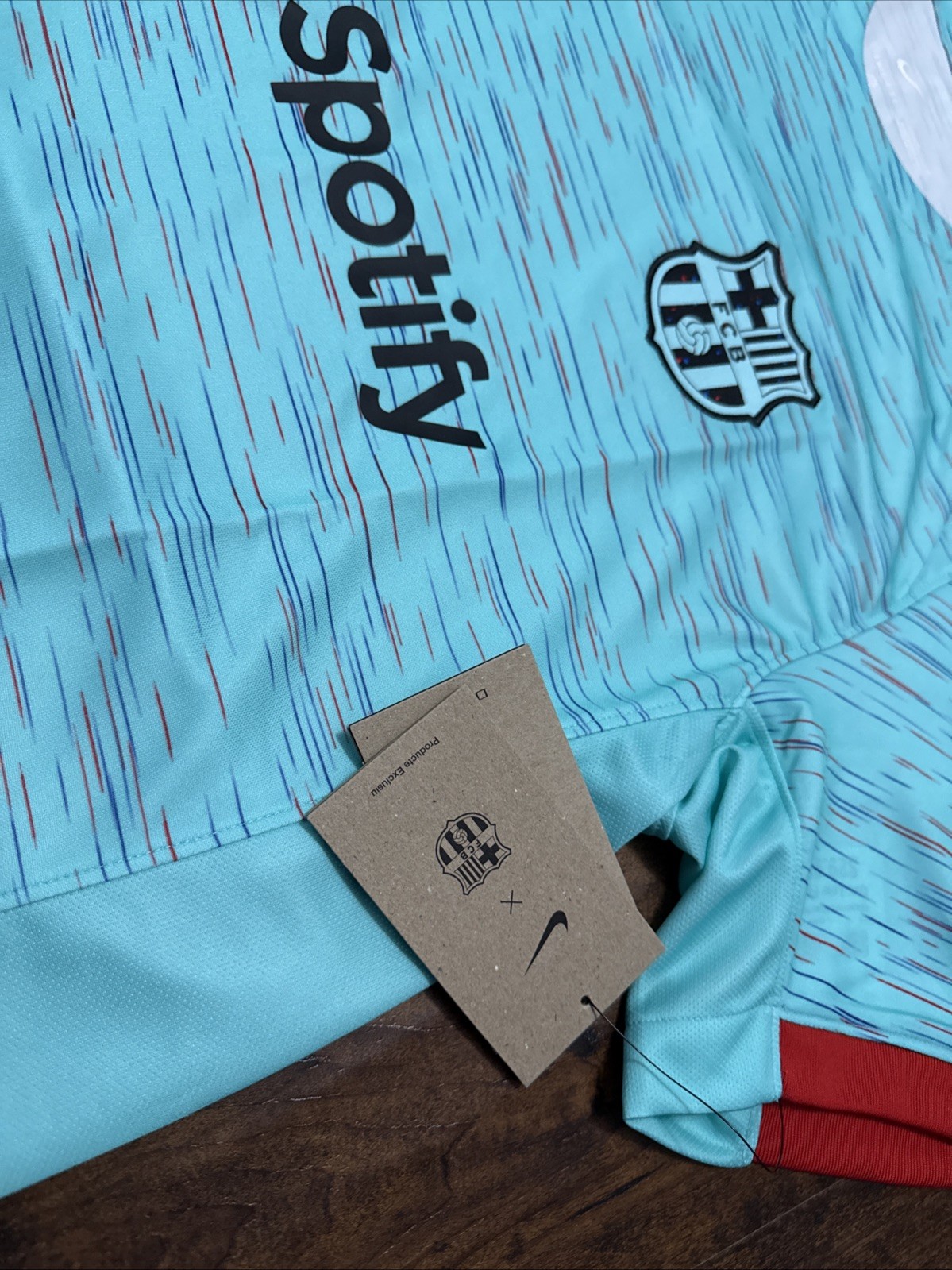 NWT Nike Authentic FC Barcelona Aqua-487 Soccer Jersey DX9820 Men’s L. A4