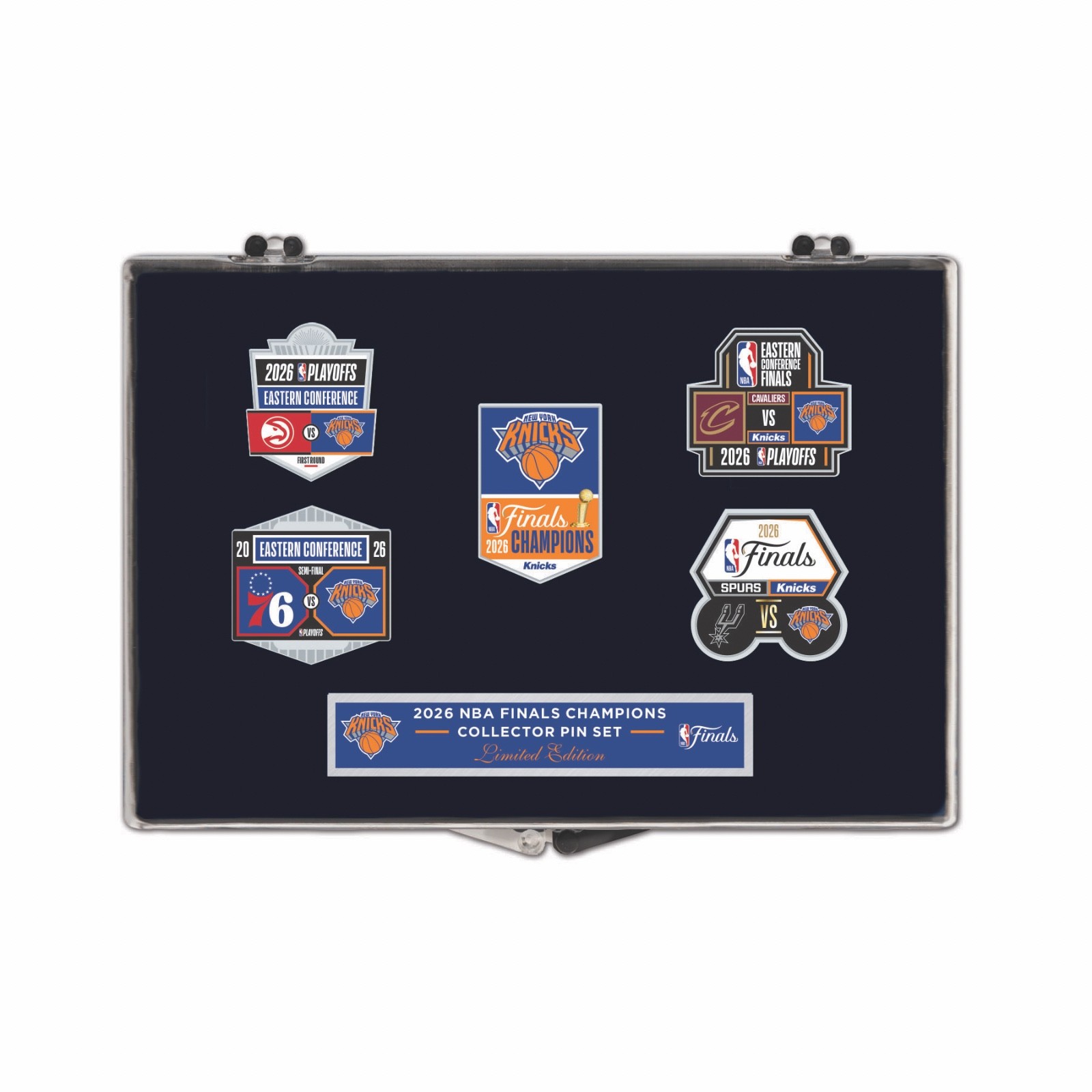 2025 2026 NBA Finals Champions Collector 5 Pin Set New York Knicks RARE