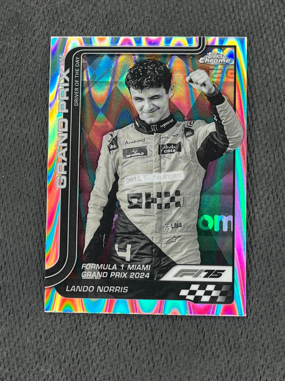 2025 Topps Chrome Lando Norris Black & White Raywave Refractor #127 McLaren F1