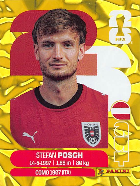 2026 Panini FIFA World Cup Gold Crumble #AUT 7 Stefan Posch