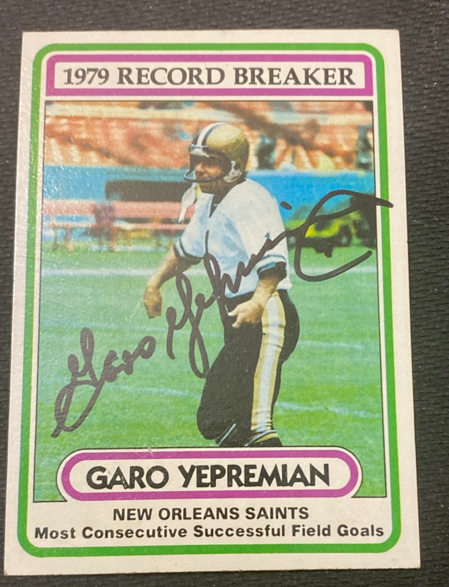 Garo Yepremian signed auto 1980 Topps #6 card New Orleans Saints