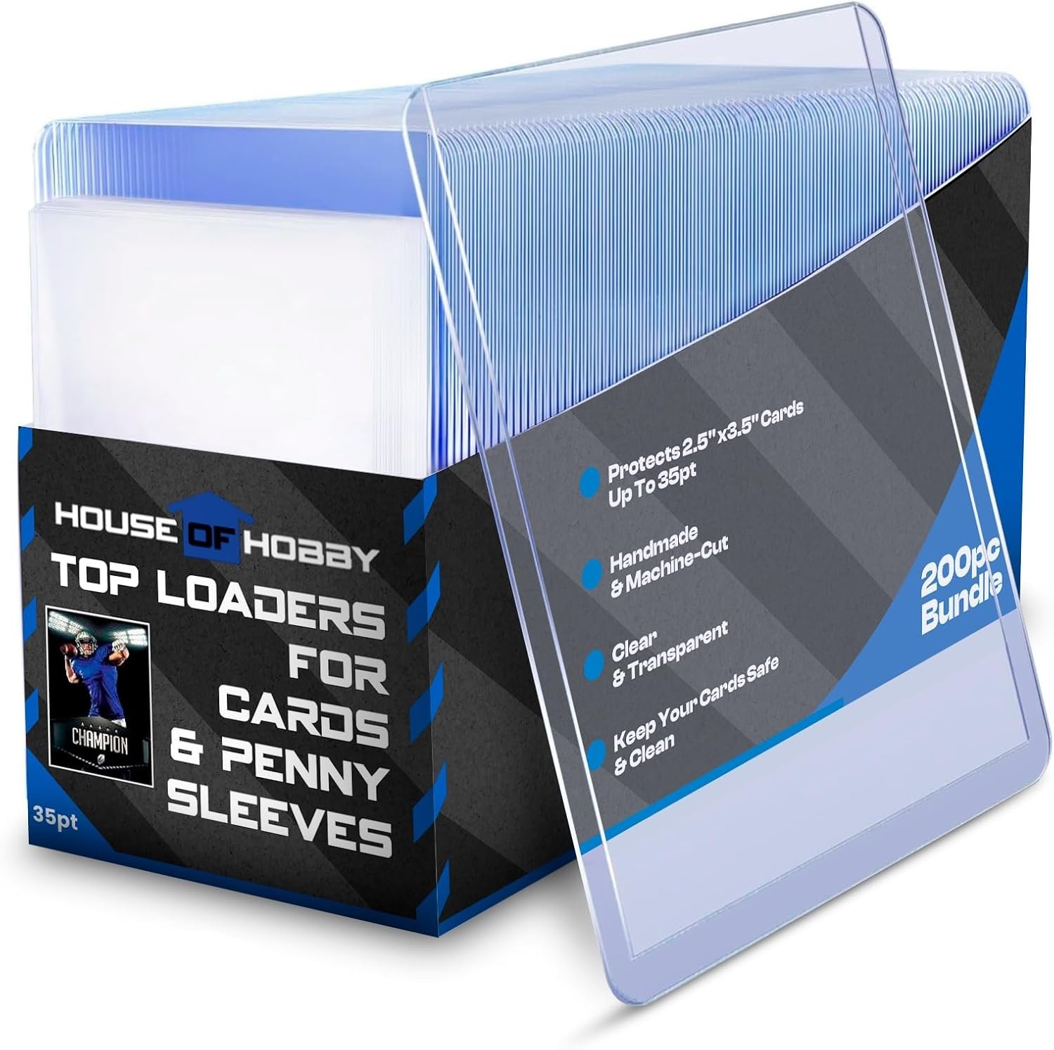 200ct 3×4 Toploaders & 200x Sleeves For Standard 35pt Trading Cards (2* 100pack)
