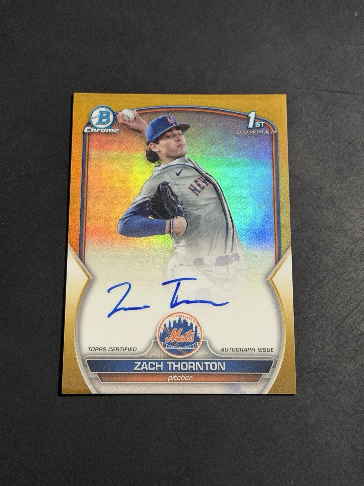 2023 BOWMAN CHROME TRUE GOLD REFRACTOR ZACH THORNTON AUTO RC. AUTOGRAPH 22/50