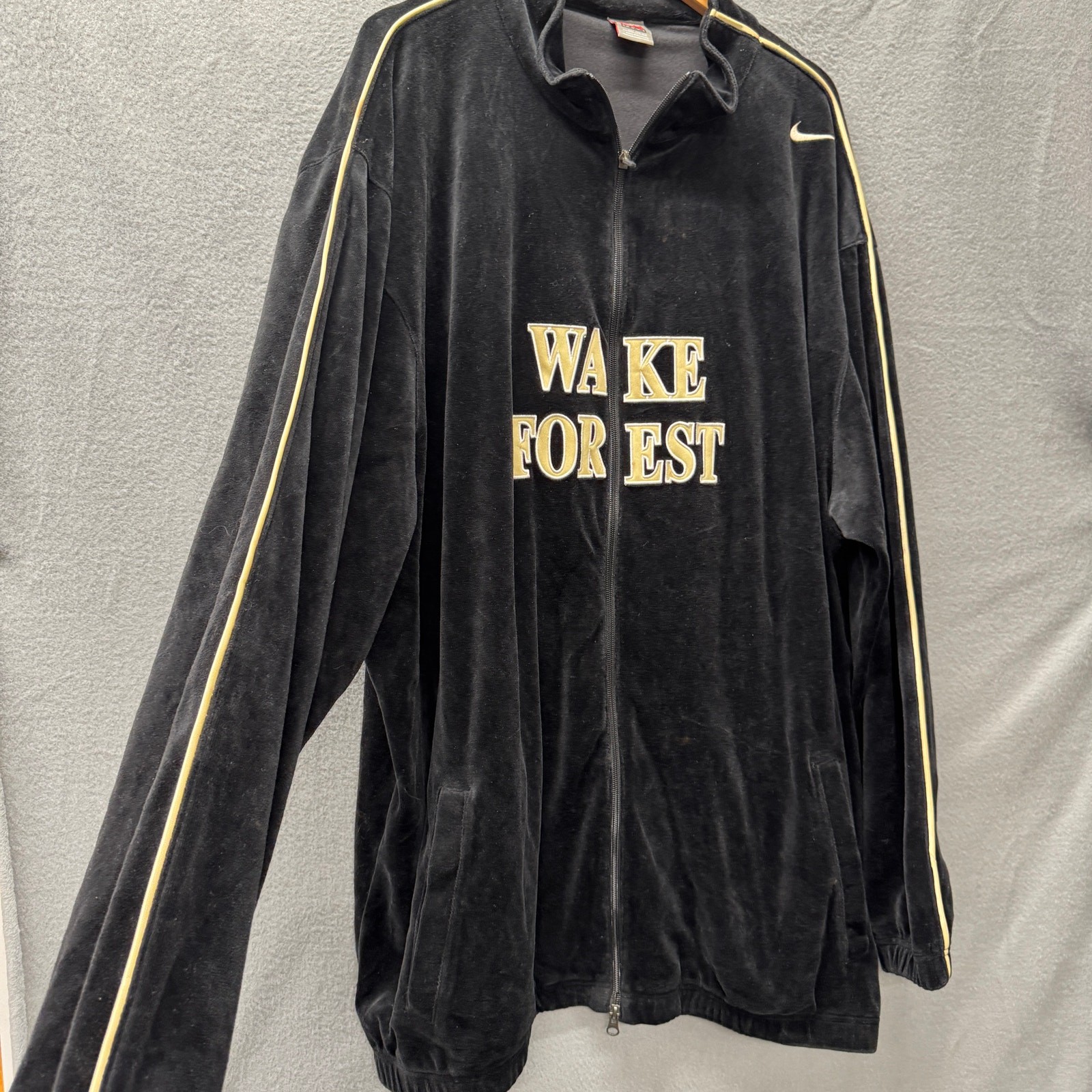 Wake Forest Demon Deacons Jacket Mens 3XLT Black Gold Nike Team Velour Vintage