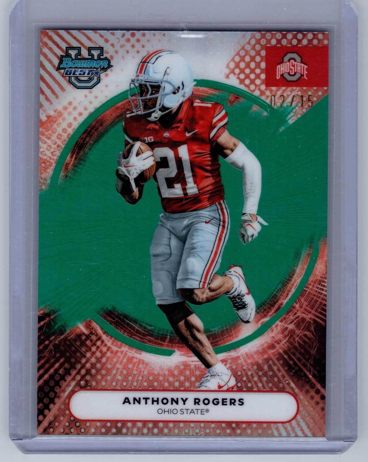 2025 Bowman Best University Anthony Rogers Teal Refractor /15 Ohio State