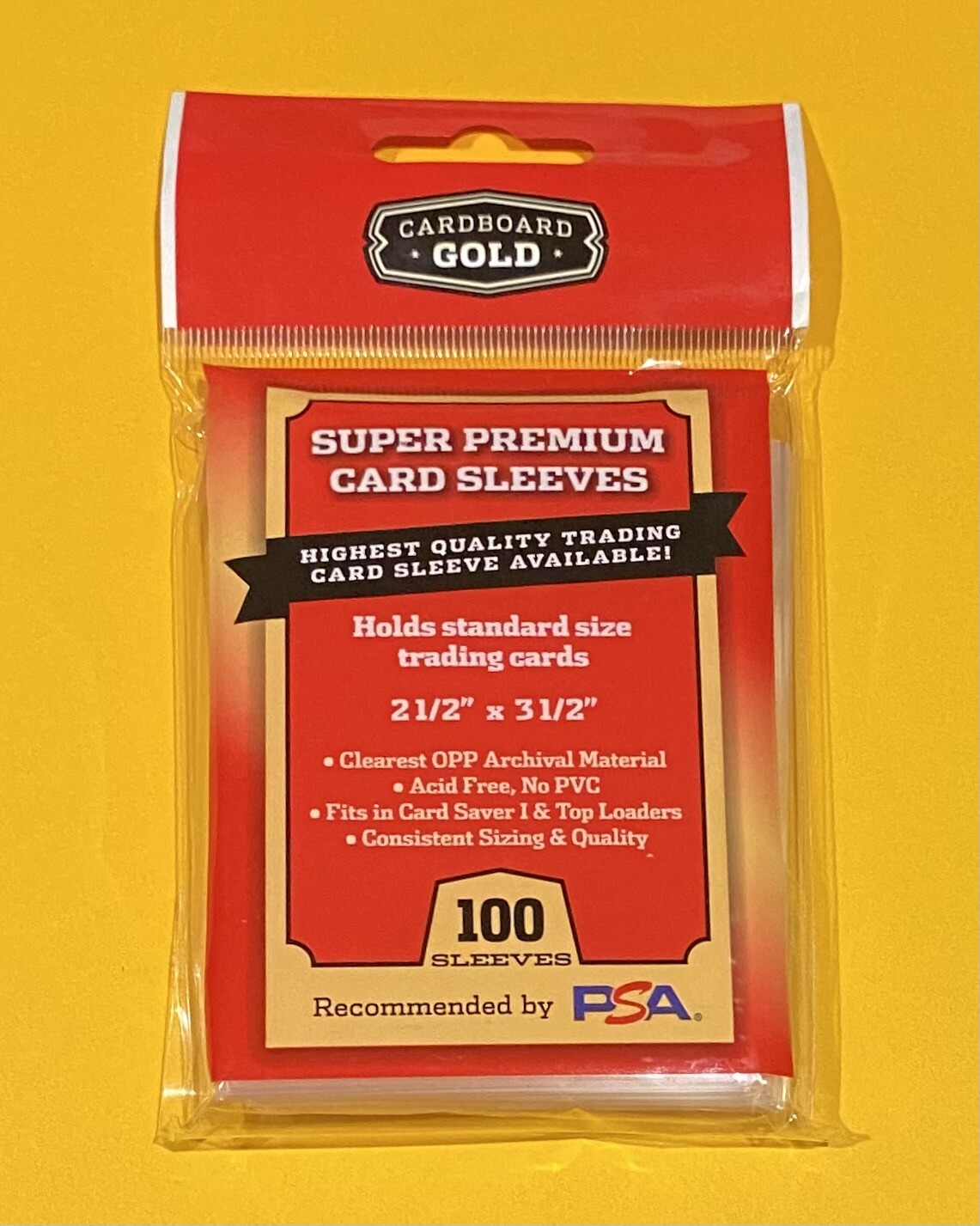 100 Cardboard Gold Super Premium Standard Card Sleeves 2 5/8″ x 3 5/8″ – CBG 🔥