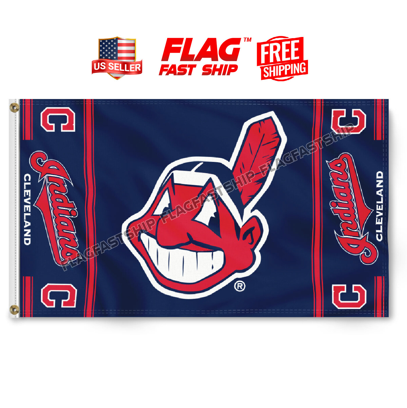 Cleveland Indians Flag 3×5 FT Logo w Grommets 2022 Design MLB FREE Shipping