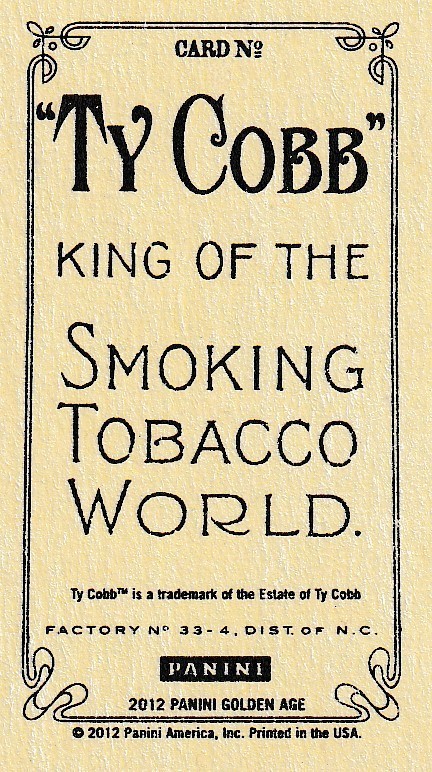 2012 Panini Golden Age Ty Cobb Back Mini Cards #1-146 – You Choose Your Cards