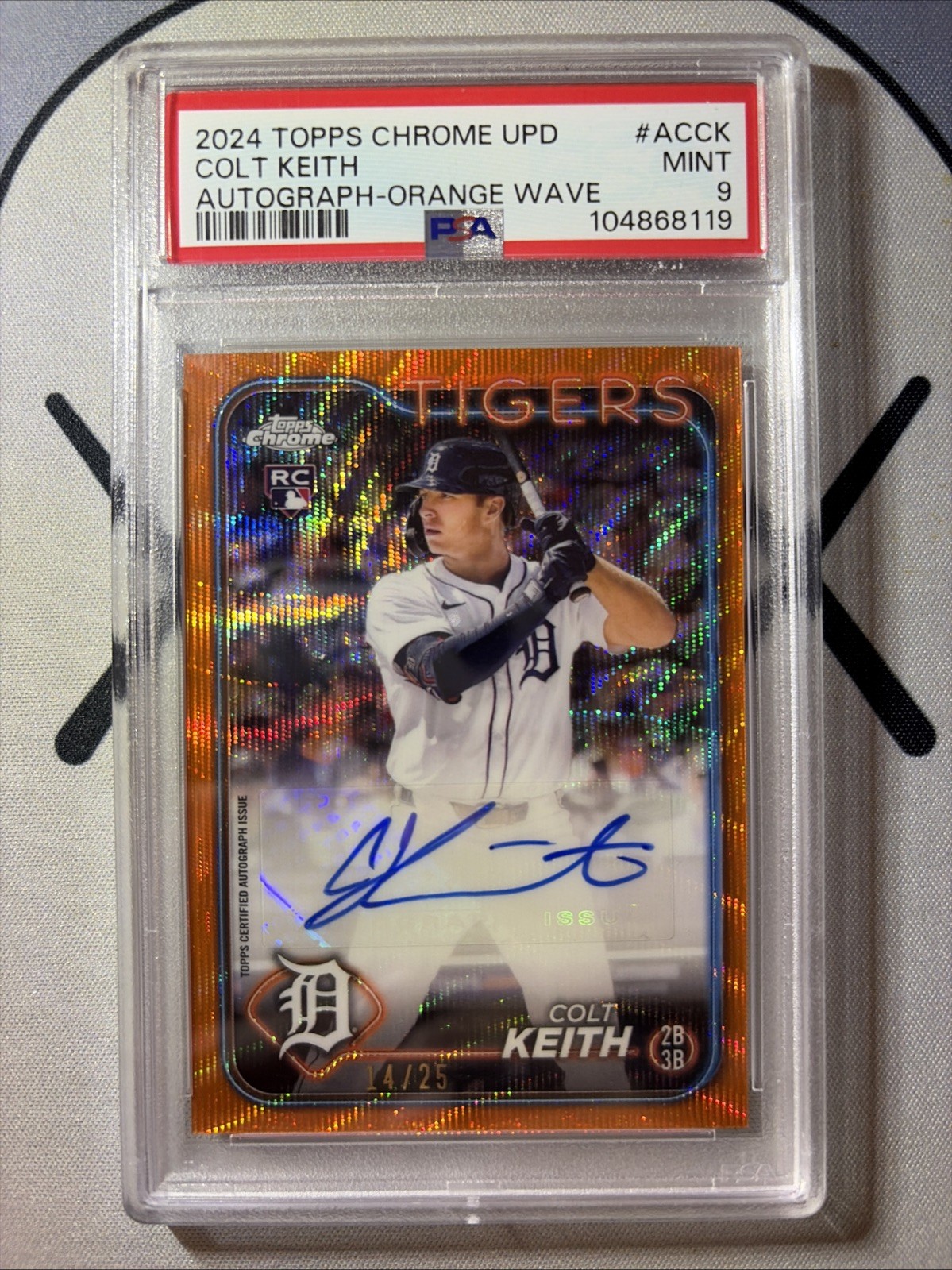 2024 Topps Chrome Update Colt Keith Auto Orange Wave /25 #AC-CK PSA 9 ⛽️🔥