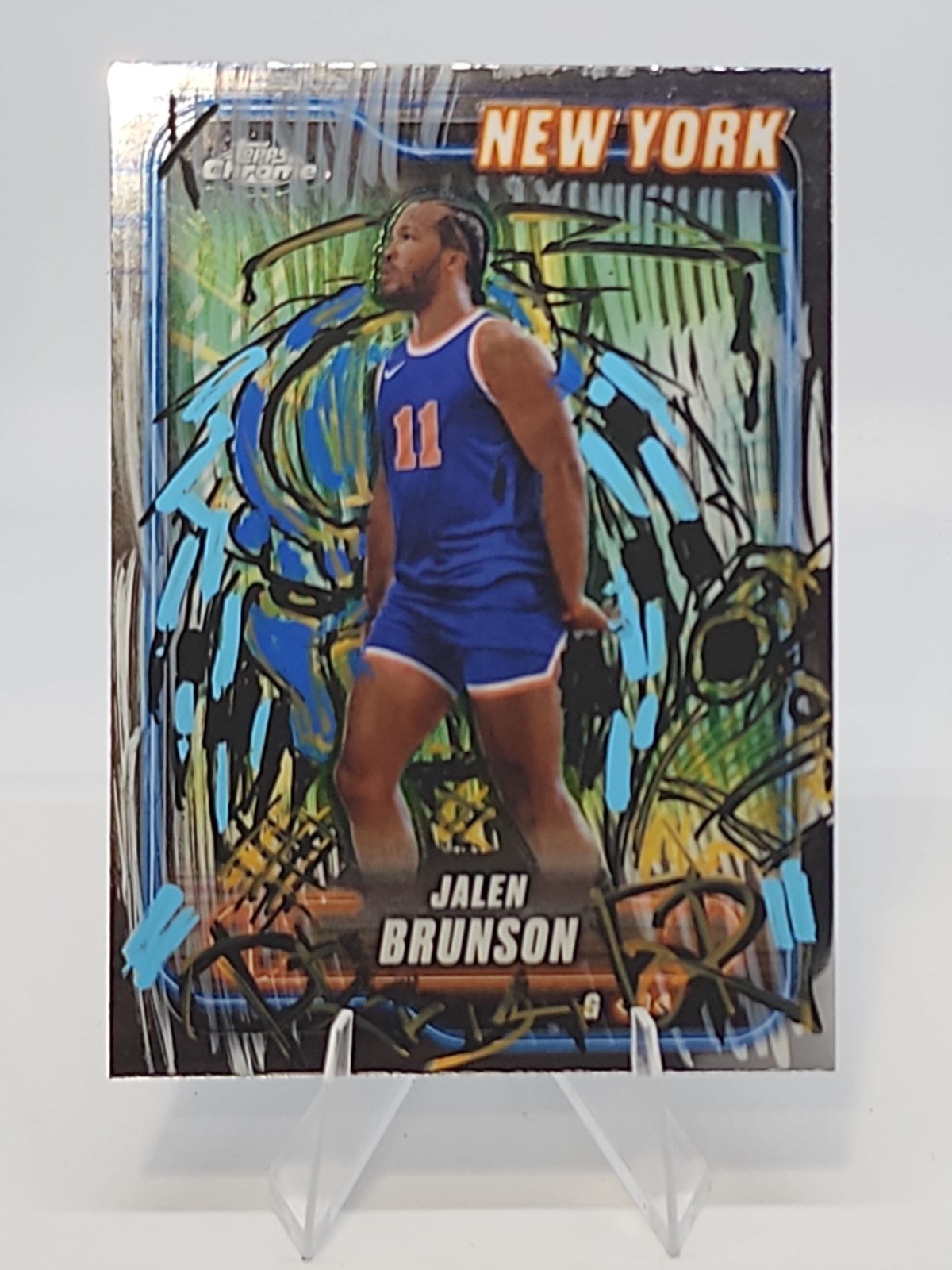 1 OF 1 -Custom Hand Drawn Art On A Jalen Brunson Card- New York Knicks