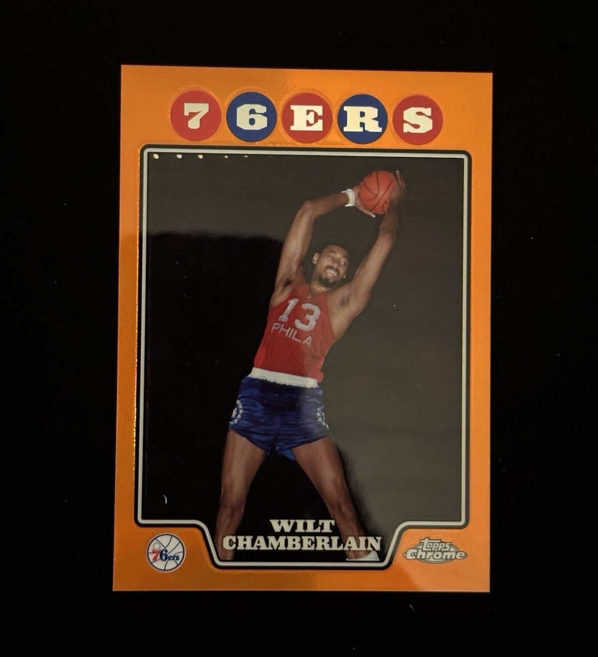 Topps 2008-09 Topps Chrome Wilt Chamberlain 76ers Orange Refractor #178 /499
