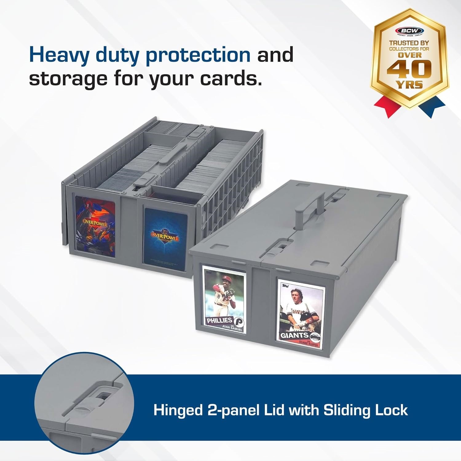 BCW Plastic Cards Box Bin For Trading Gaming Sport Toploader Magnet Safe Storage