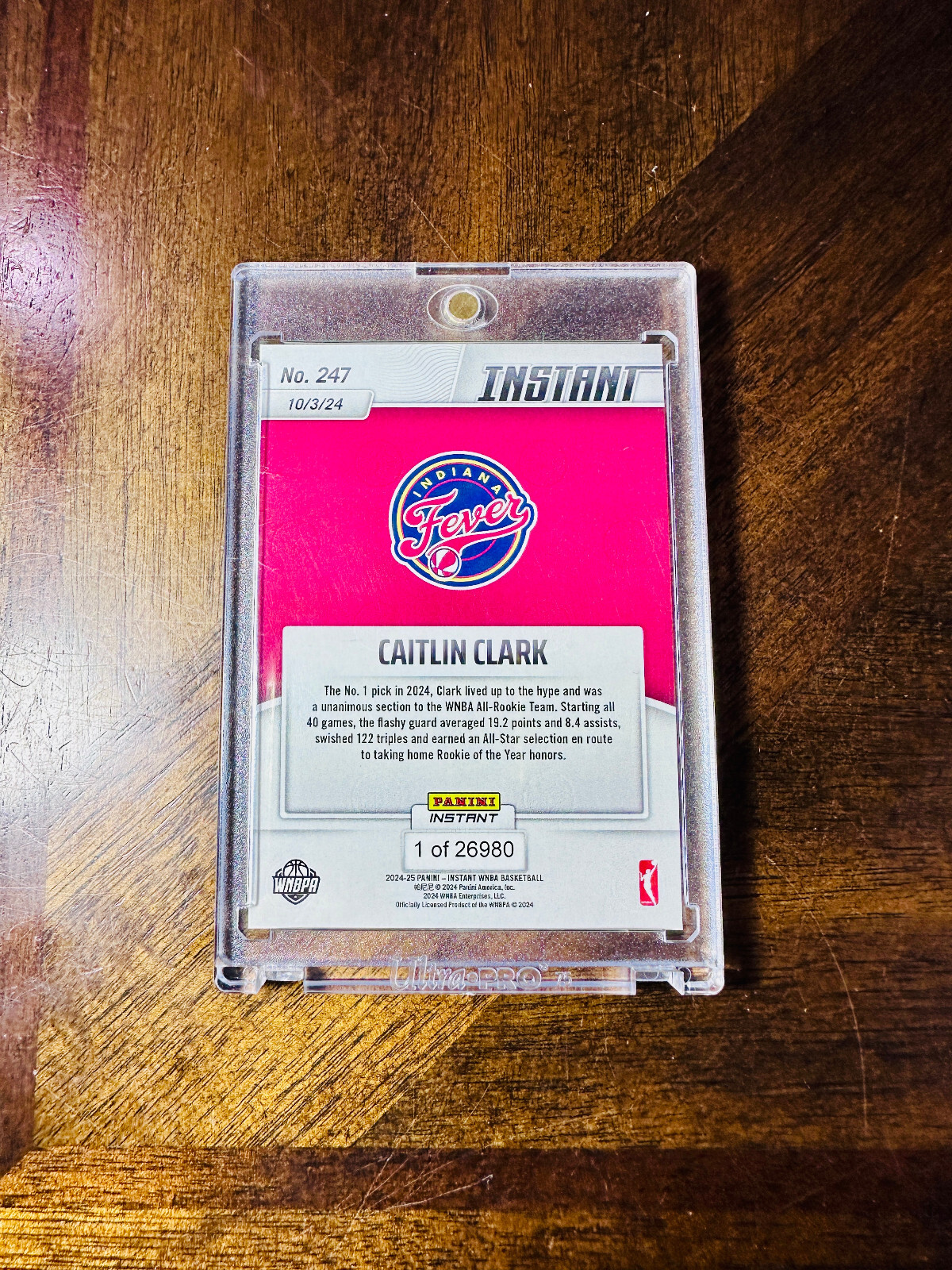 2024 Caitlin Clark RC Rookie Numbered# in Protective case 247 WNBA