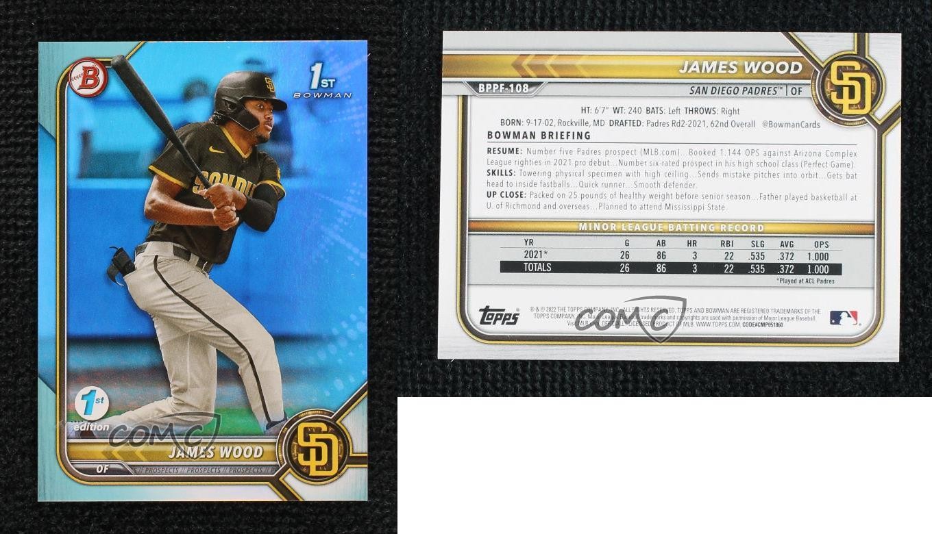 2022 Bowman 1st Edition Sky Blue Foil James Wood #BPPF-108 0f58