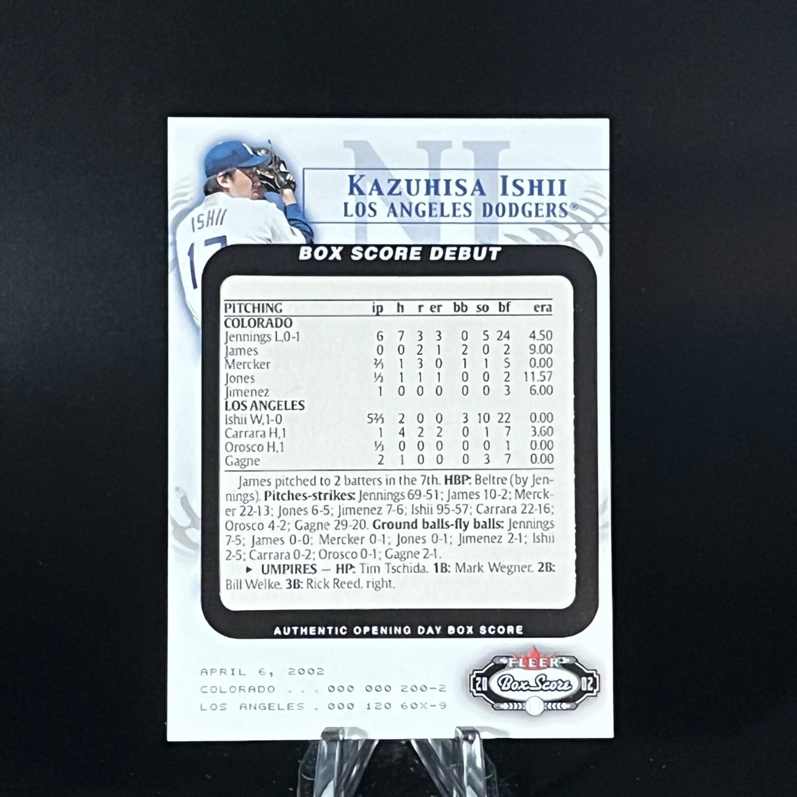 Kazuhisa Ishii 2002 Fleer Box Score Box Score Debuts /2002 #3BSD Rookie RC LOOK!