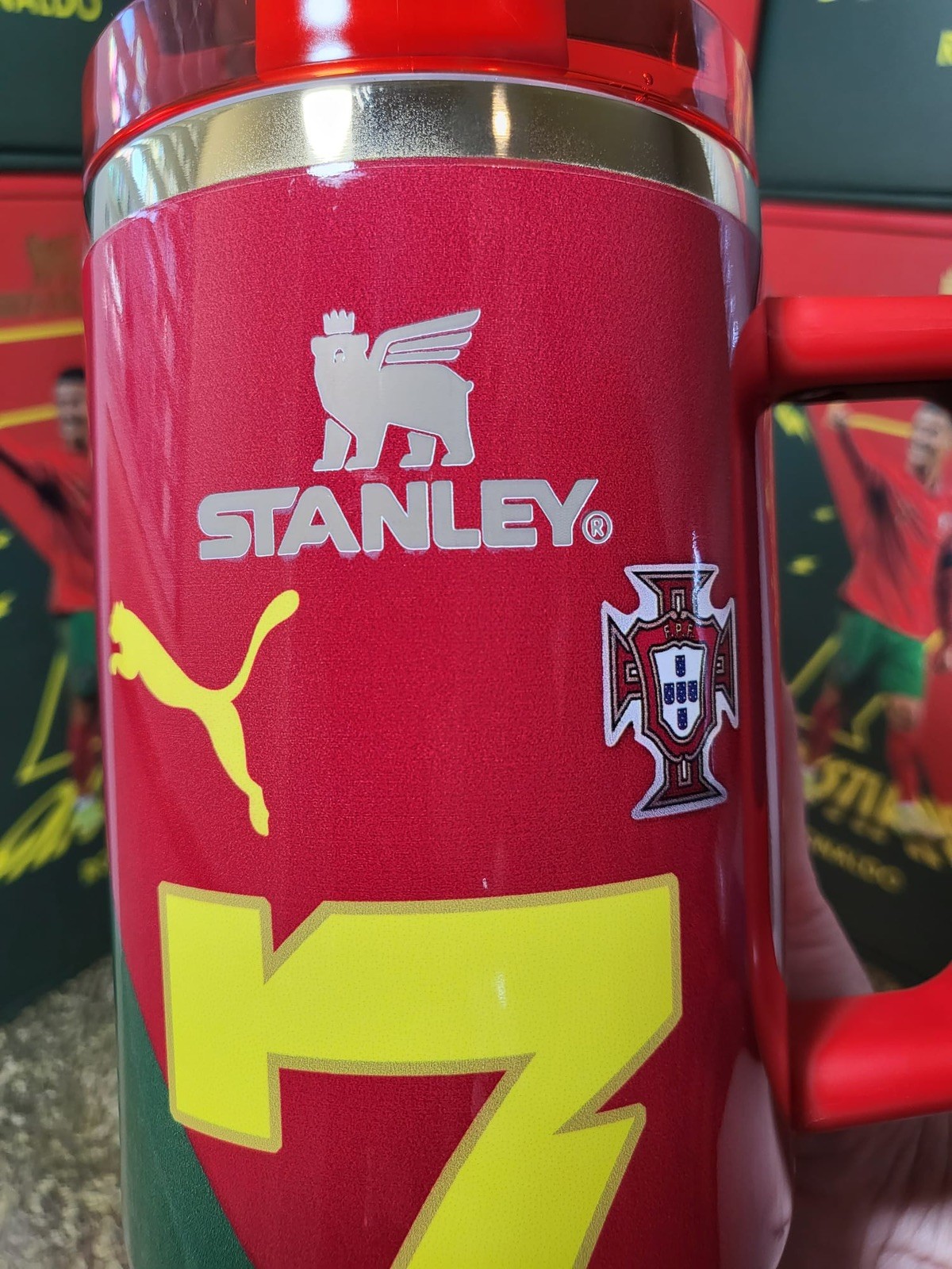 World Cup Cristiano Ronaldo Tumbler 40oz Red Gold Black