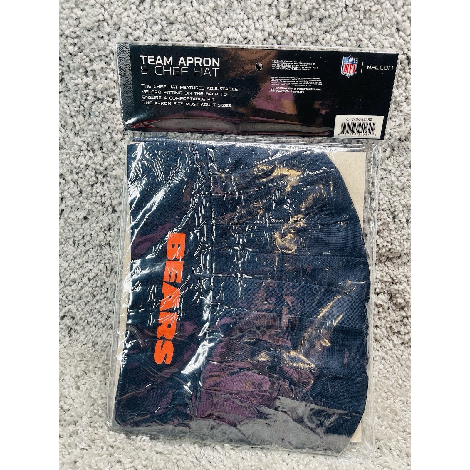 NFL Chicago Bears Apron & Chef Hat Unisex One Size Adults Blue Orange Brand New