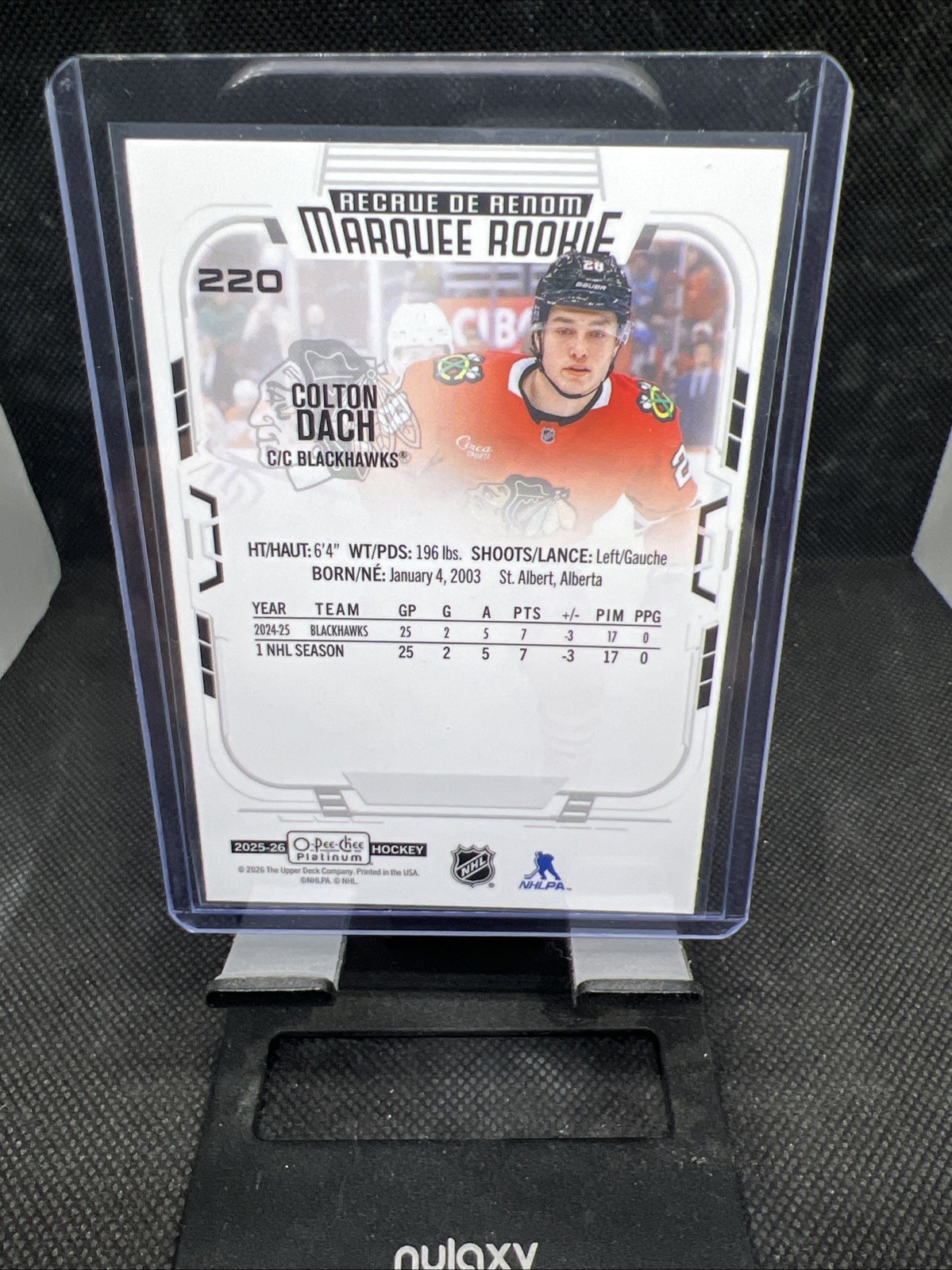 2025-26 O-Pee-Chee Platinum Marquee Rookie Colton Dach #220 RC