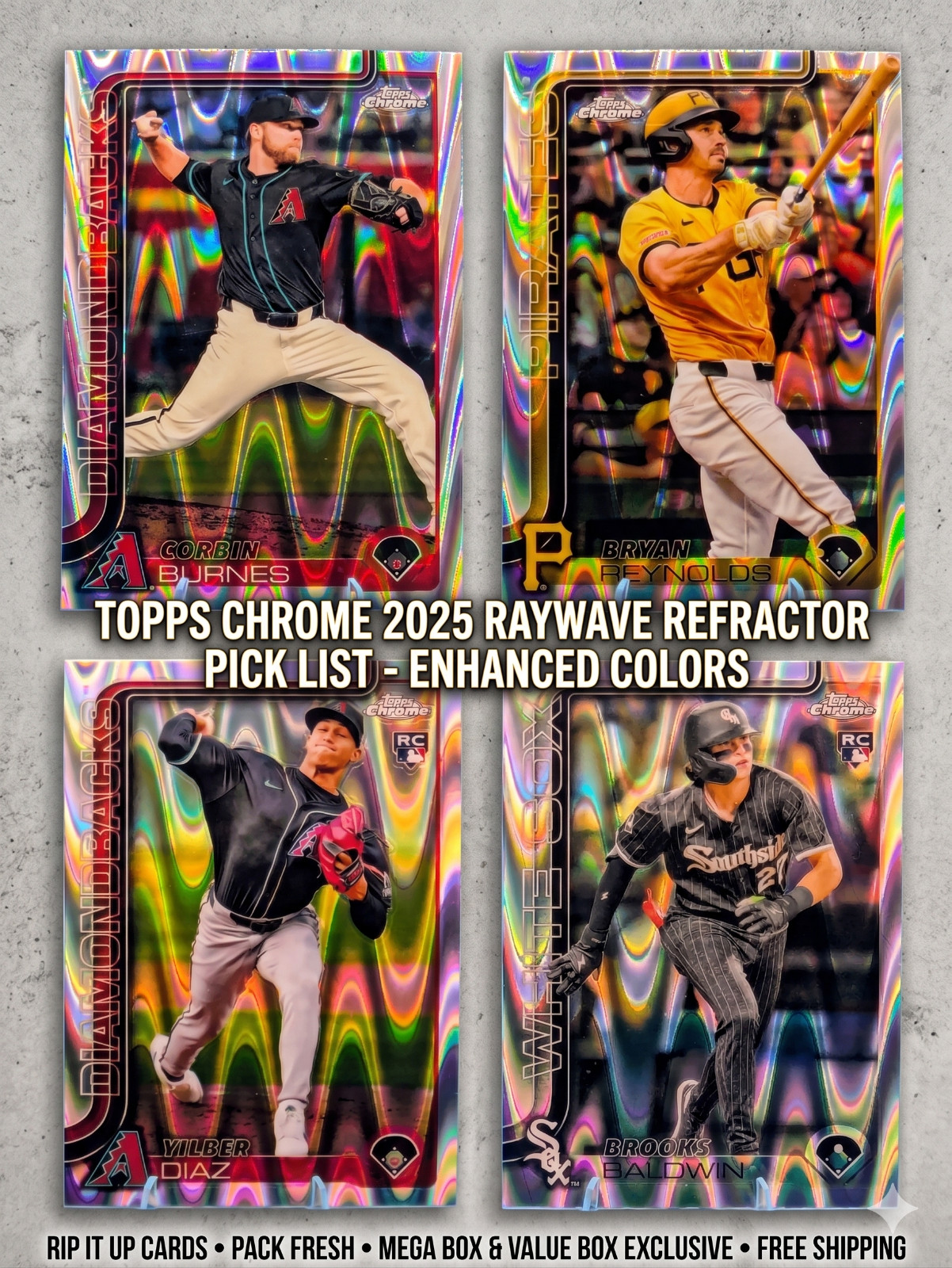 2025 Topps Chrome Raywave Refractor #1-300 – You Pick / Complete Your Set