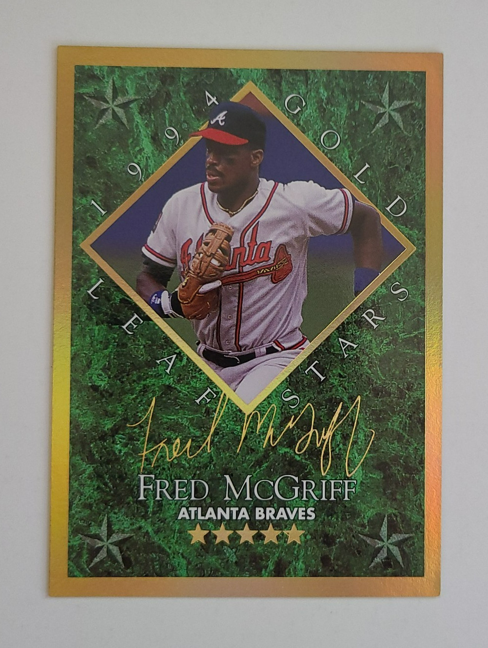 1994 Leaf Fred McGriff Gold Leaf Stars Insert Card #14 SN /10000 – Braves HOF