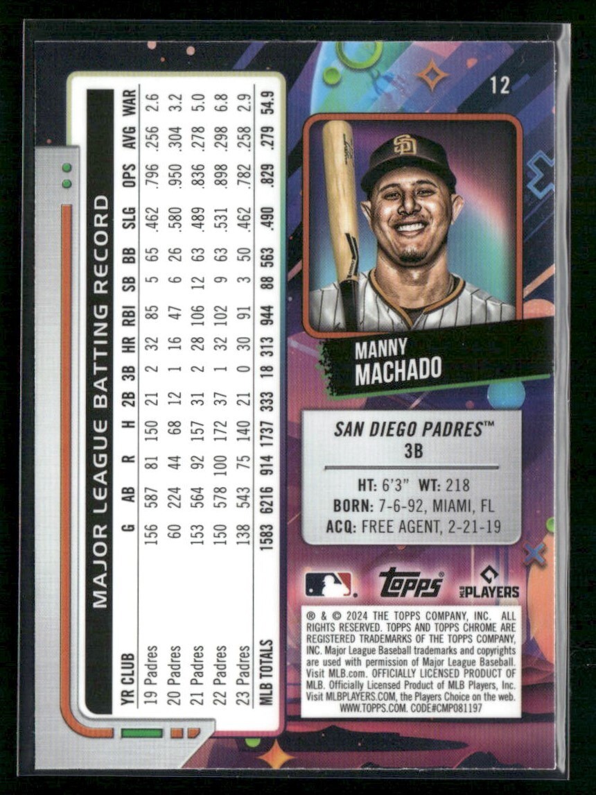 2024 Topps Chrome Cosmic Manny Machado #12 Padres