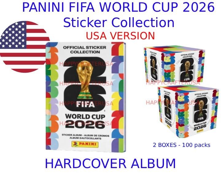 2026 Panini FIFA World Cup Sticker Album – HARDCOVER + 2 Boxes