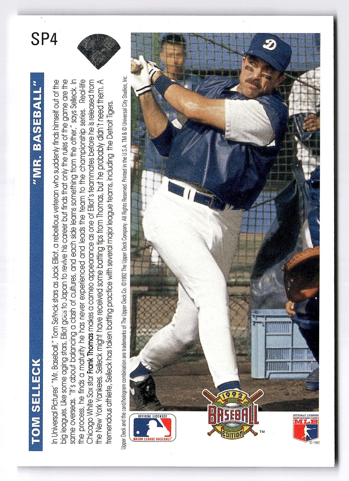 1992 Upper Deck Mr. Baseball #SP4 Tom Selleck Mr. Baseball New York Yankees
