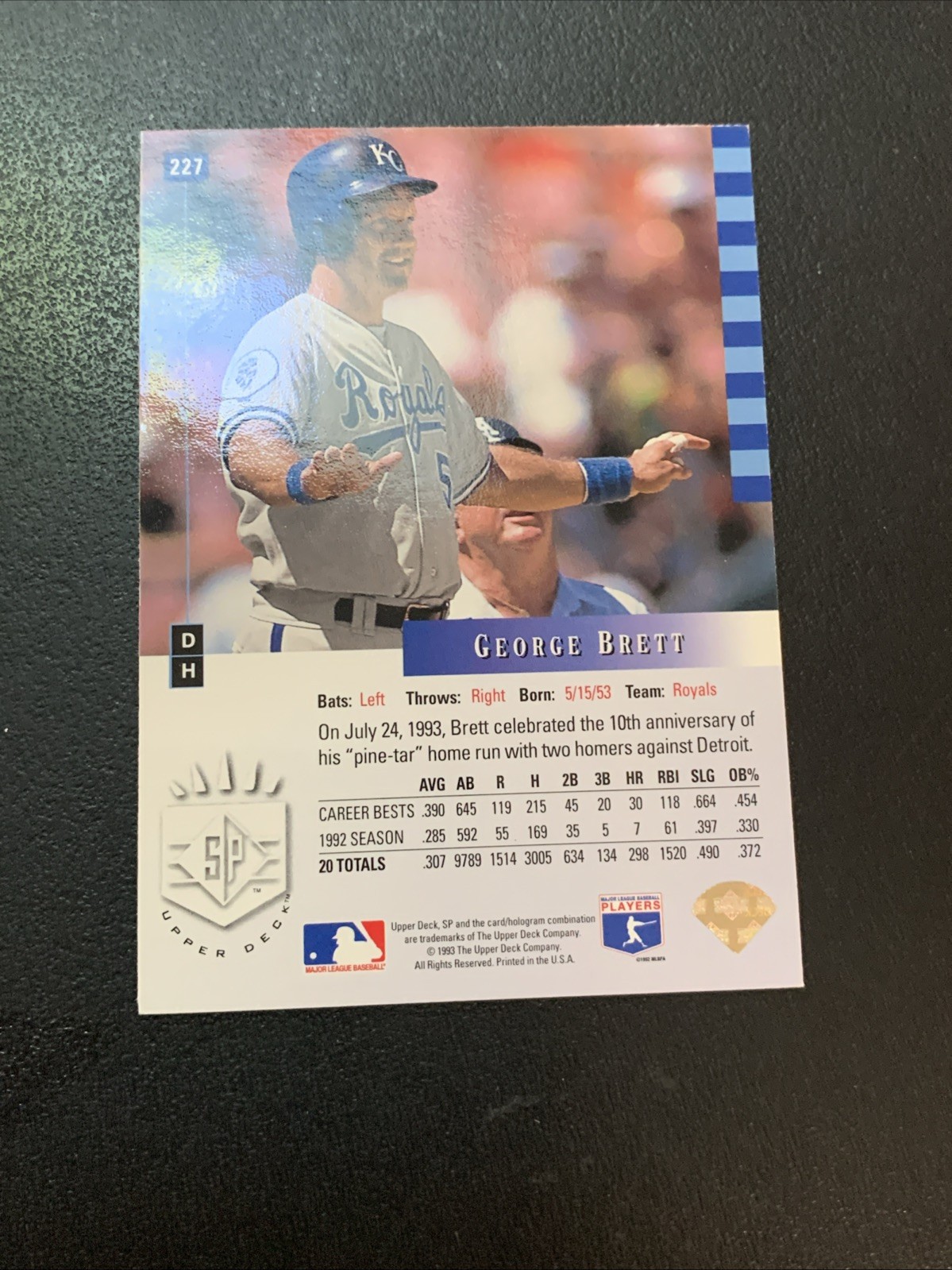 1993 Upper Deck SP – George Brett #227 Kansas City Royals