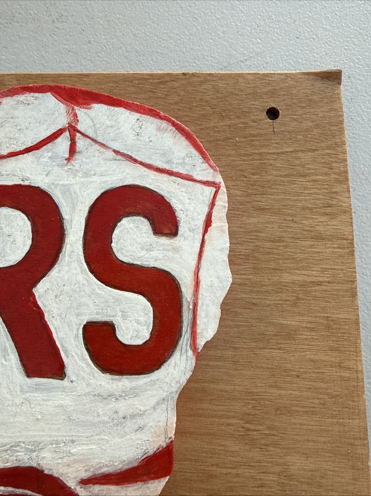 Handmade Oklahoma Sooners Wooden Wheel & Wagon Wall Sign Red & White Painted