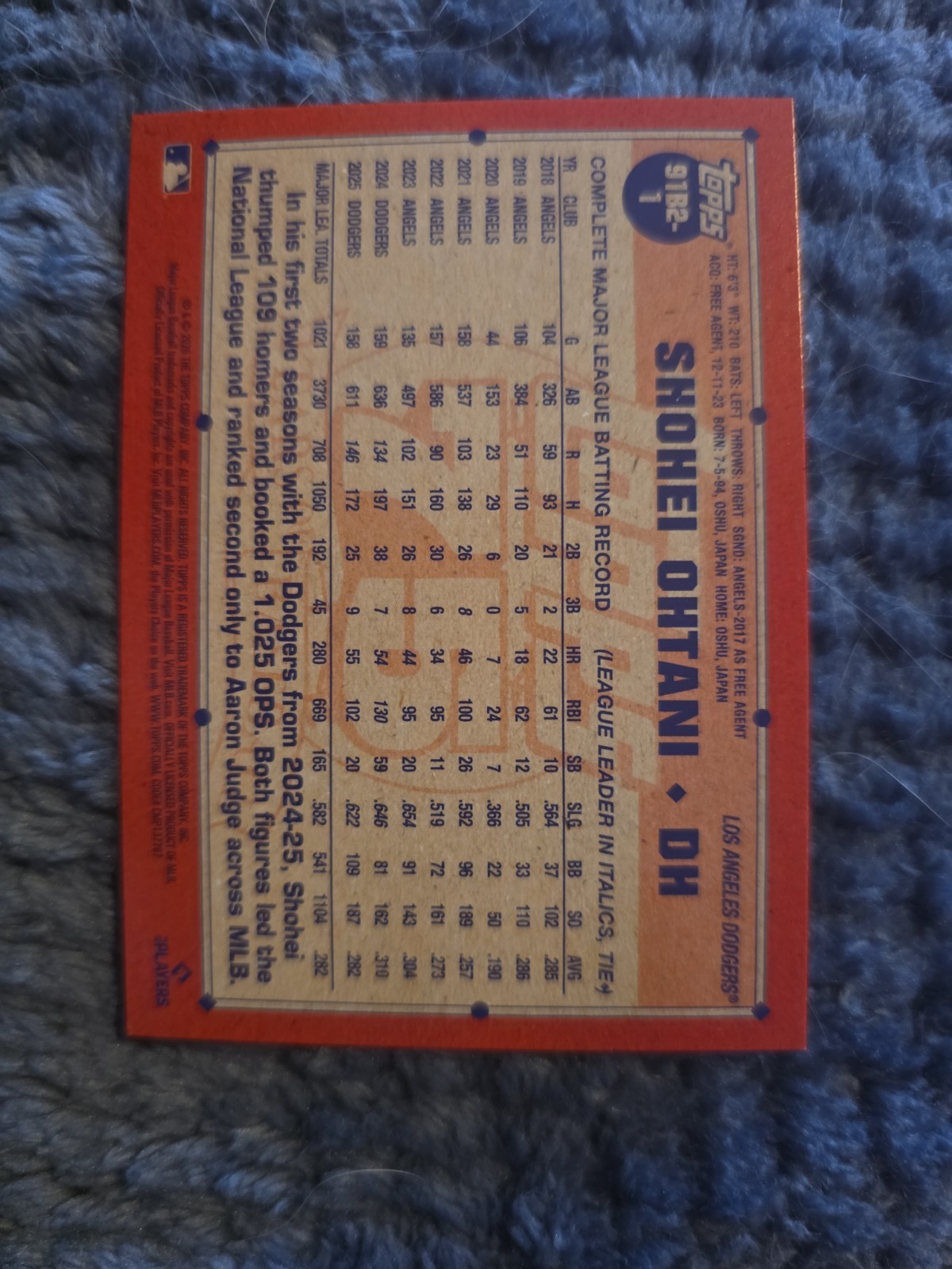 2026 Topps Series 2 1991 All Star Insert Shohei Ohtani Pink Crackle 91B2-1
